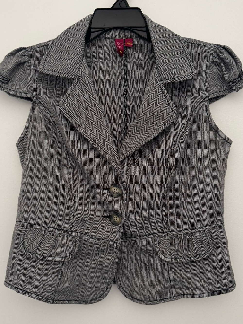 Women’s Grey Short-Sleeve Tailored Blazer
